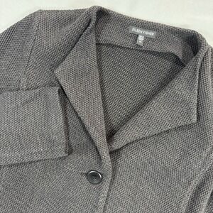 Eileen Fisher Women's XS One Button Jacket Coat Cardigan Gray Textured USA Made